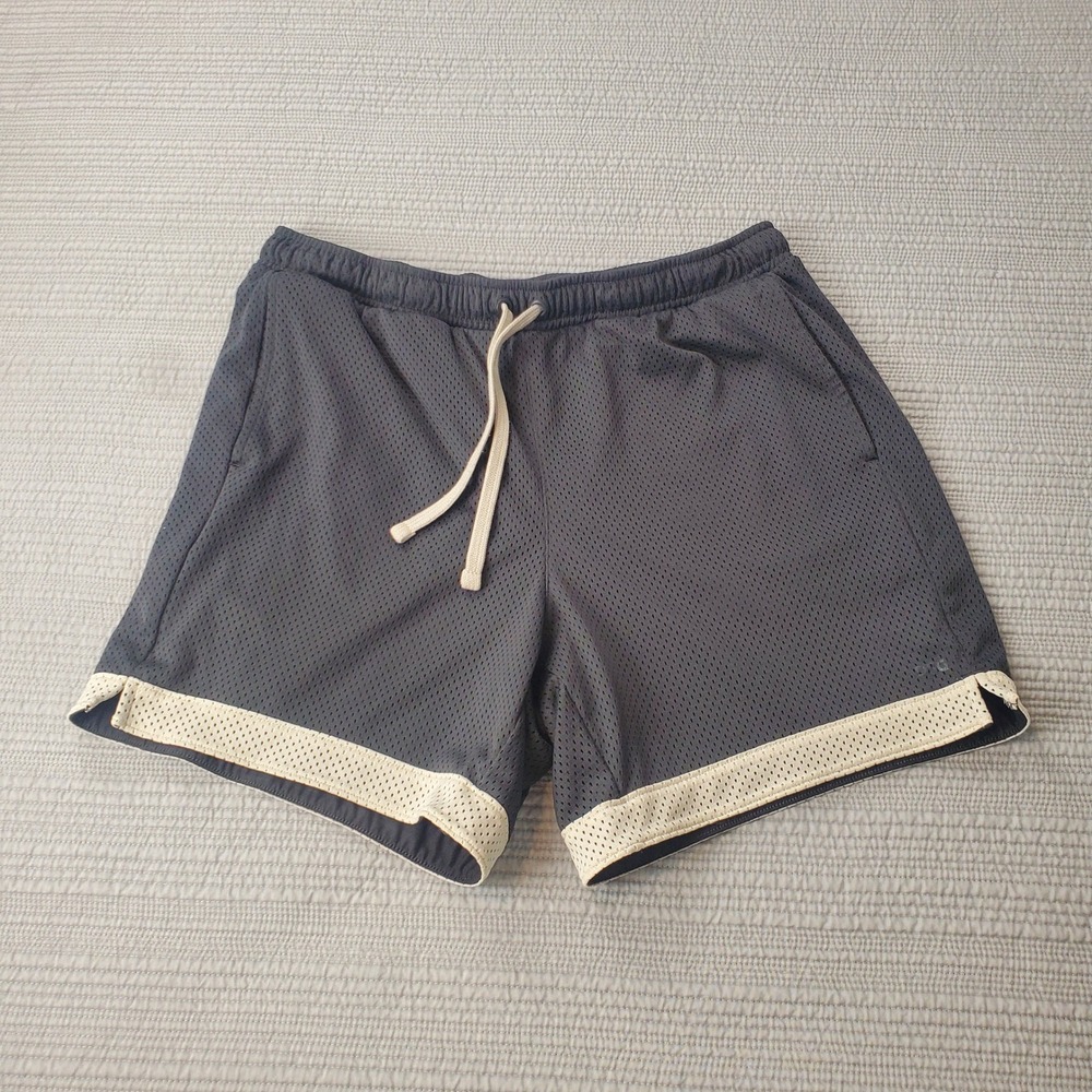DSG Mesh Athletic Shorts Mens M Gray Cream Drawstring Pockets Activewear